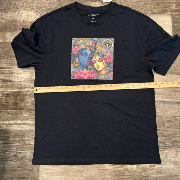 NWT Primark Navy Black Graphic T-Shirt with Colorful Print Size Medium - Picture 1 of 4